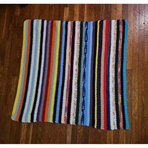 Handmade Crochet Multicolor Throw "ROSEANNE" style Blanket 43" X 44"